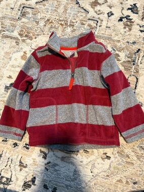 Carter's Red and Gray Striped Half-Zip Fleece Pullover